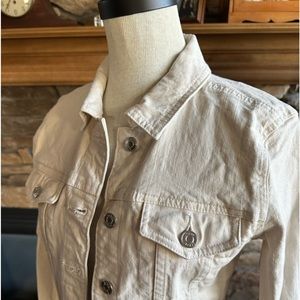 J CREW 🛶 Ladies Off White Cotton Denim Jean Jacket - Size Small